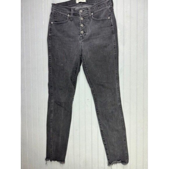 Madewell Denim - Madewell Size 26 Womens Jeans 10" High Rise Skinny Raw Hem Black Button Fly